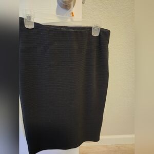 Classic Black Ribbed Pencil Skirt